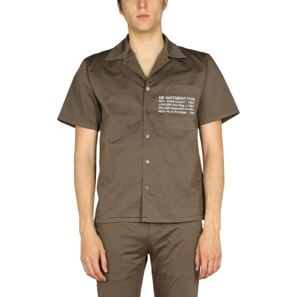 DEPARTMENT FIVE Men's Short-Sleeve Camp Shirt with Graphic Detail Men MILITARY